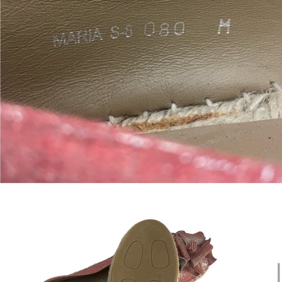 Donald J Pliner cloth pink silver antiqued bow detail flat jute espadrille size8 - Picture 9 of 14